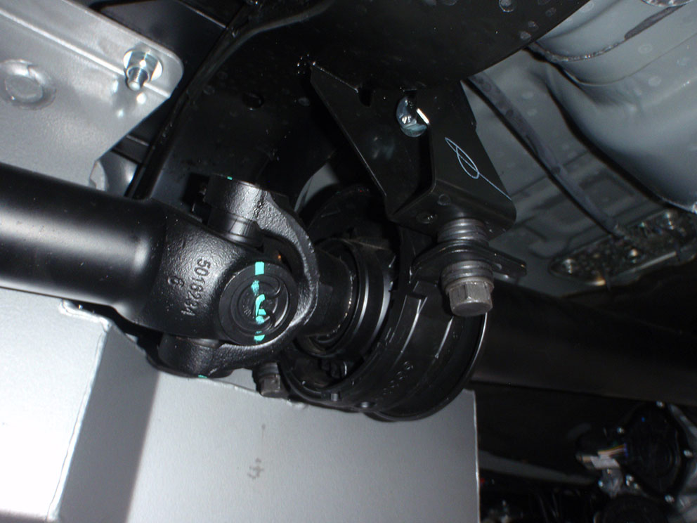 Ford Ranger tail shaft spacer fitted to reduce driveline vibration